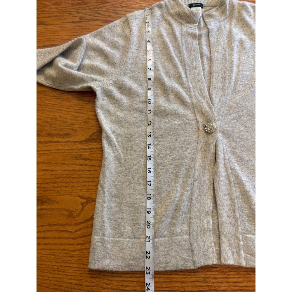 J.Crew Gray Merino Wool Angora Cashmere Blend Cardigan Sweater Jeweled Button L - Picture 7 of 9